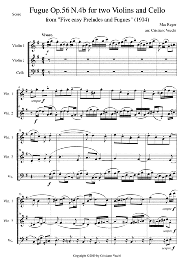 Fugue Op.56 N.4b for two Violins and Cello (arr. Cristiano Vecchi)