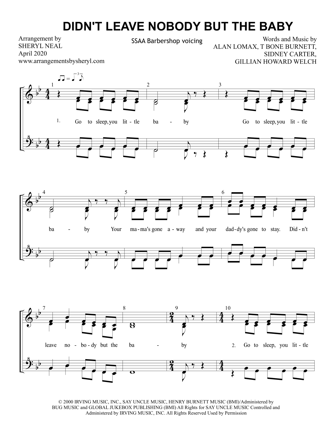 Didn't Leave Nobody But The Baby (arr. Sheryl Neal)