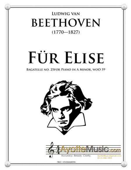 Fur Elise (Für Elise) (arr. Ayotte Custom Musical Engravings)