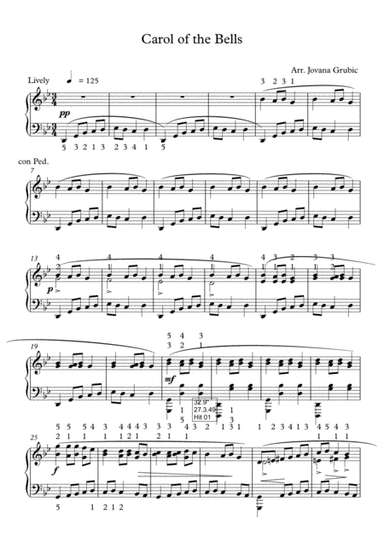 Carol of the Bells piano (arr. Jovana Grubic)