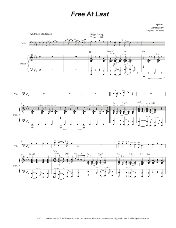Free At Last (Cello solo and Piano) (arr. Stephen DeCesare)