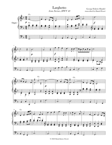 Larghetto from "Xerxes," HWV 40 (Organ Solo) (arr. Daniel James Ficarri)