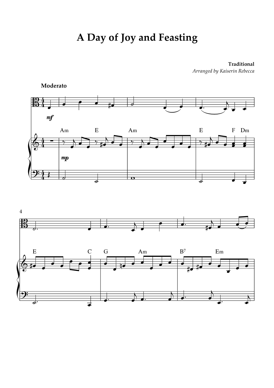 A Day of Joy and Feasting (arr. Kaiserin Rebecca)
