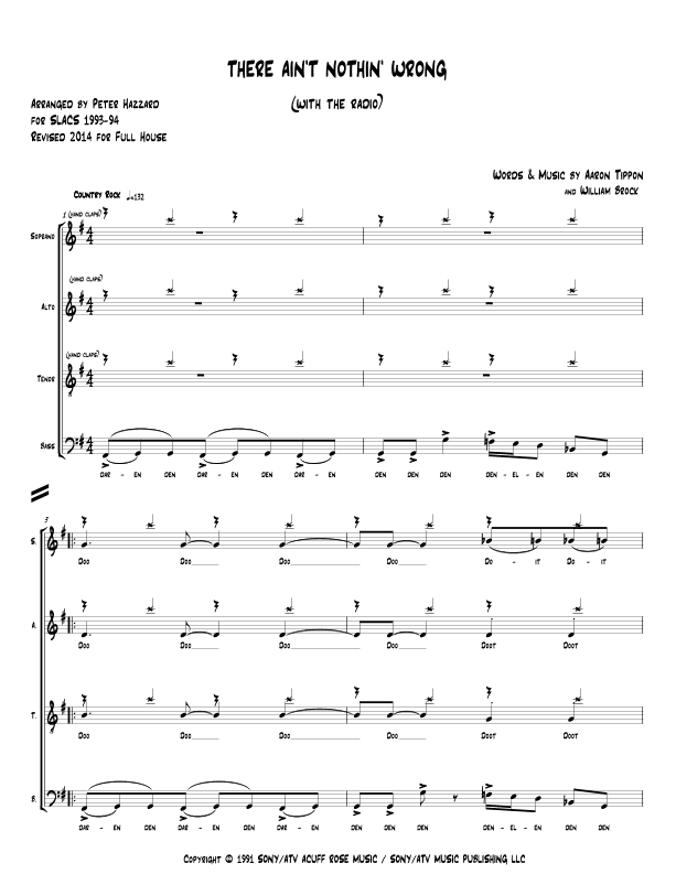 There Ain't Nothing Wrong With The Radio (arr. Peter Hazzard, ASCAP)