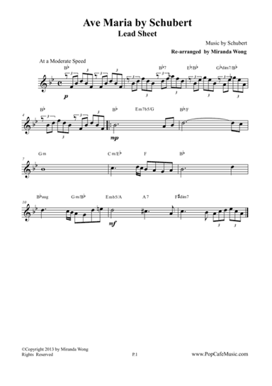 Ave Maria by Schubert - Lead Sheet (arr. Miranda Wong)
