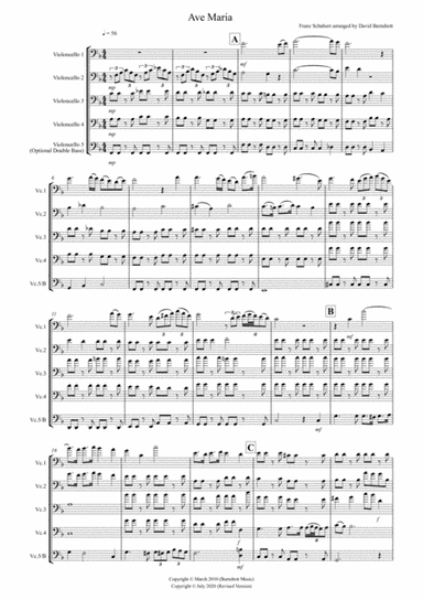 Ave Maria for Cello Quintet (arr. David Burndrett)