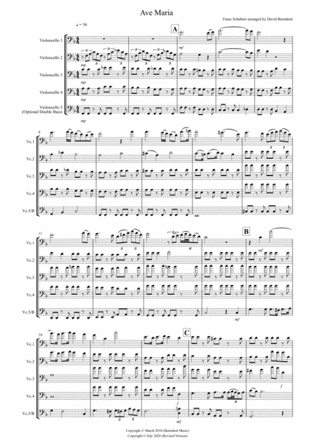Ave Maria for Cello Quintet (arr. David Burndrett)