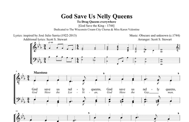 God Save Us Nelly Queens - TTBarB choral score (arr. Scott S. Stewart)