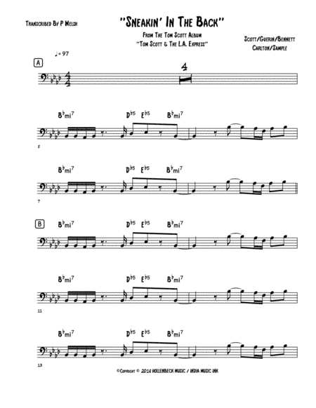 Sneakin' In The Back Door (arr. P Welsh)
