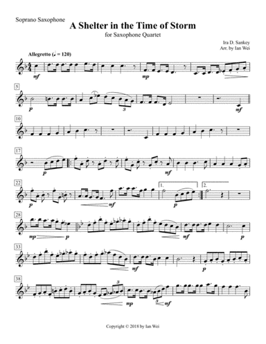 A Shelter in the Time of Storm for Saxophone Quartet (arr. Ian Wei)