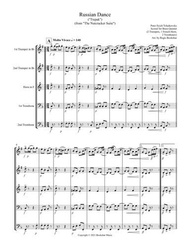 Russian Dance ("Trepak") (from "The Nutcracker Suite") (F) (Brass Quintet - 2 Trp, 1 Hrn, 2 Trb) (arr. Regis Bookshar)