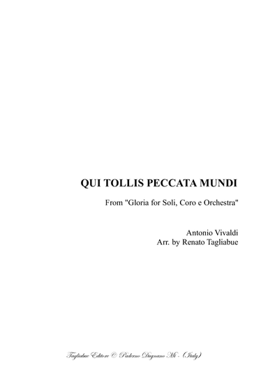 QUI TOLLIS PECCATA MUNDI - From "Gloria - RV 589 - Vivaldi" - Arr. for SATB Choir and Piano/Organ (arr. Renato Tagliabue)