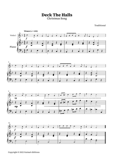 Deck The Halls (arr. Guima's Editions)