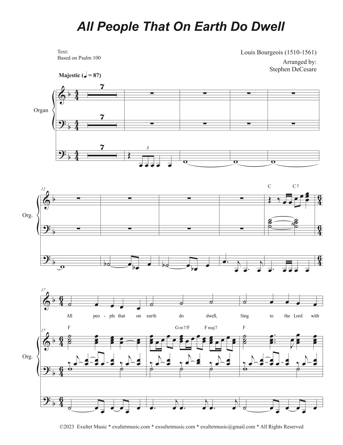 All People That On Earth Do Dwell (Vocal solo - High Key) (Choir/Vocal score) (arr. Stephen DeCesare)