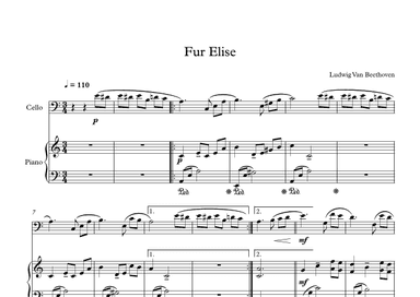 Fur Elise - Ludwig Van Beethoven (Cello + Piano) (arr. Digital Book Music)
