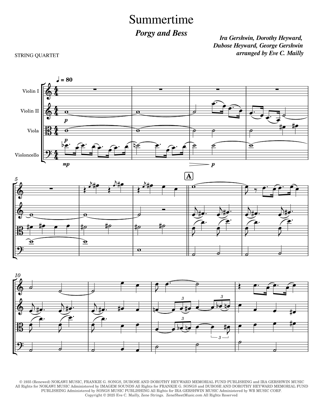 Summertime (arr. Eve C. Mailly - Zene Strings)
