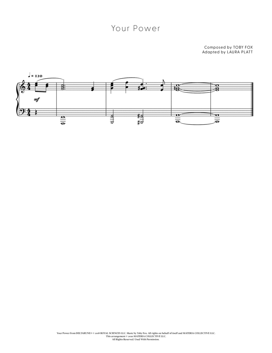 Your Power (DELTARUNE - Piano Sheet Music)