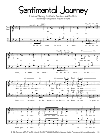 Sentimental Journey (arr. Larry Wright)