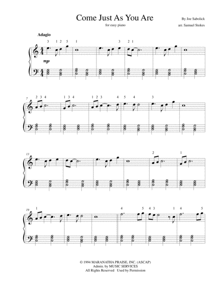 Come Just As You Are (arr. Samuel Stokes)