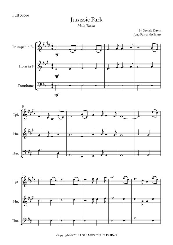 Jurassic Park Iii (arr. Fernando Britto)