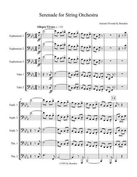 Serenade for String Orchestra Movement 5 for Three Euphoniums and Two Tubas (arr. Sy Brandon)