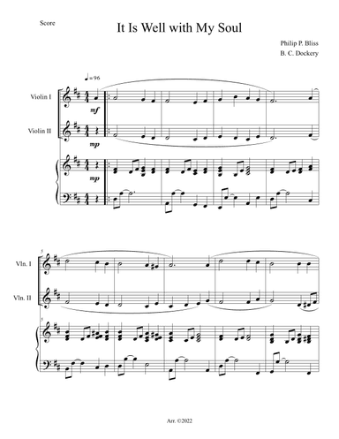 It Is Well with My Soul (Violin Duet with Piano Accompaniment) (arr. B. C. Dockery)
