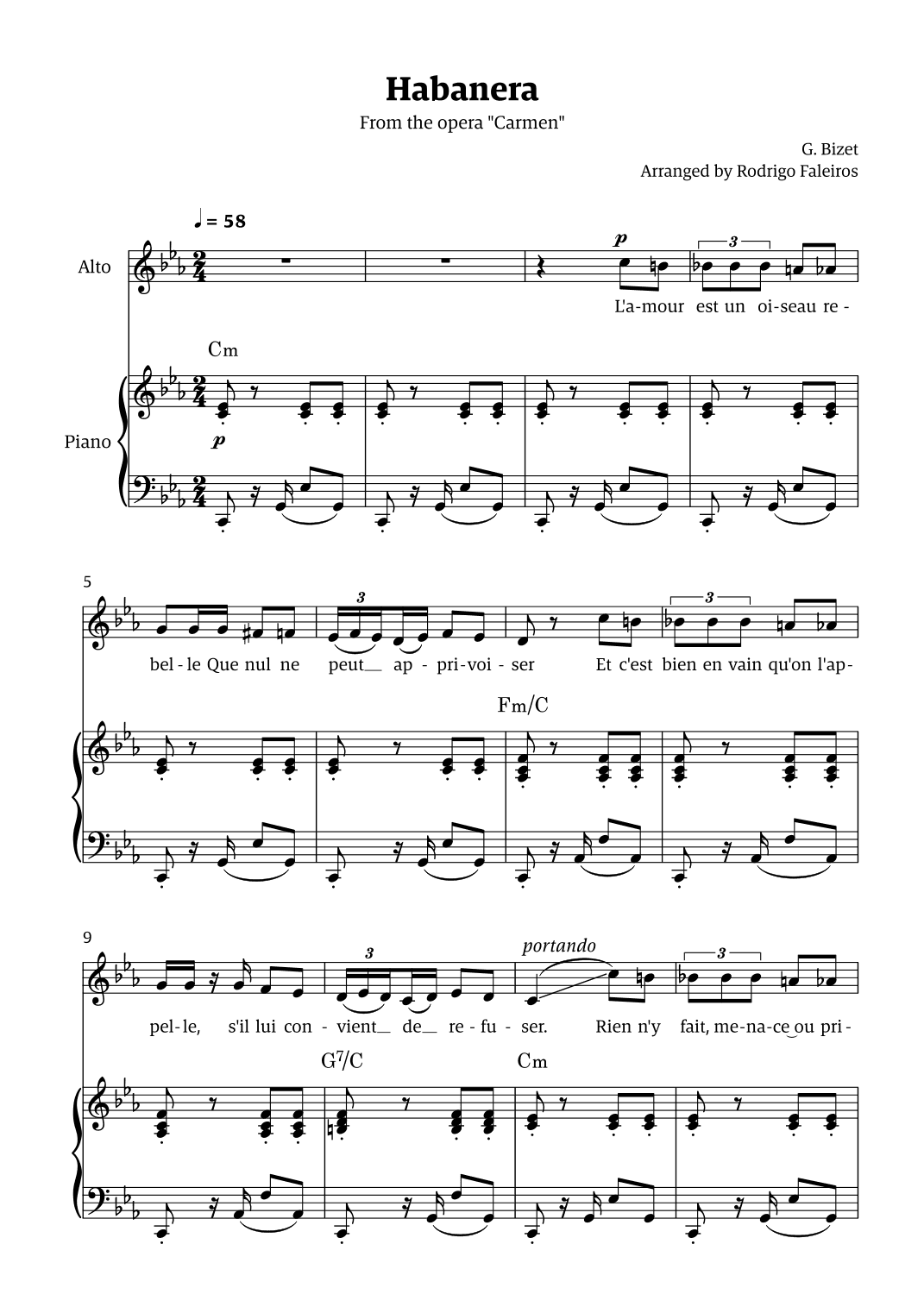 Habanera (for alto - C minor/major) (arr. Rodrigo Faleiros)