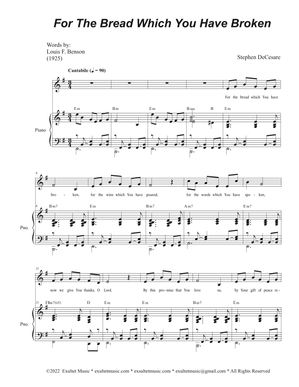 For The Bread Which You Have Broken (Vocal Solo - High Key)