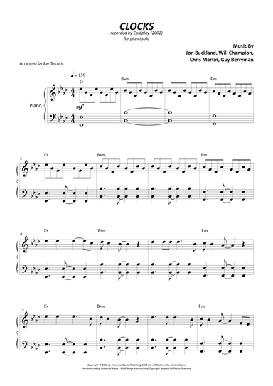 Clocks (arr. Joe Securis)