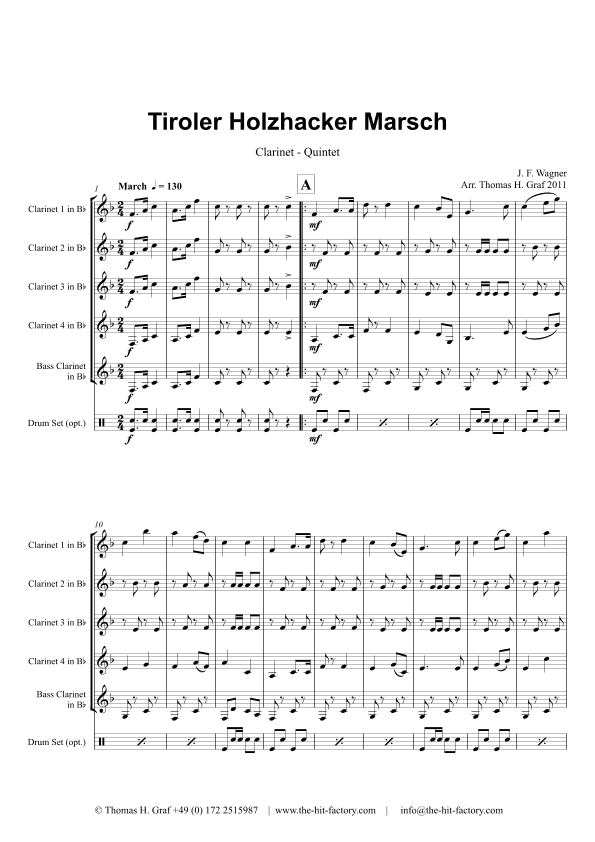 Tiroler Holzhacker Marsch - German Polka March Octoberfest - Clarinet Quintet (arr. Thomas Graf)