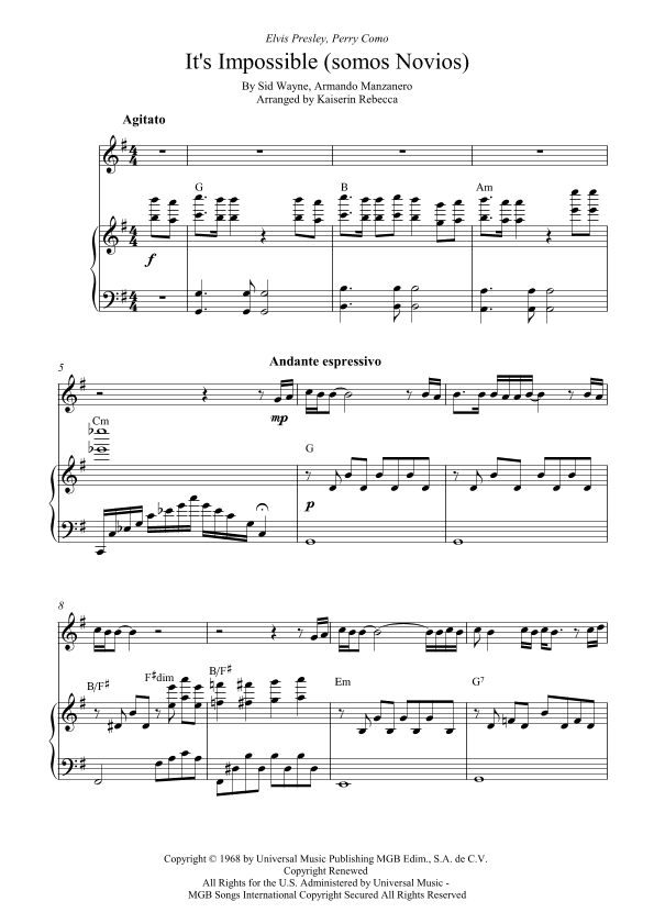 It's Impossible (somos Novios) (arr. Kaiserin Rebecca)