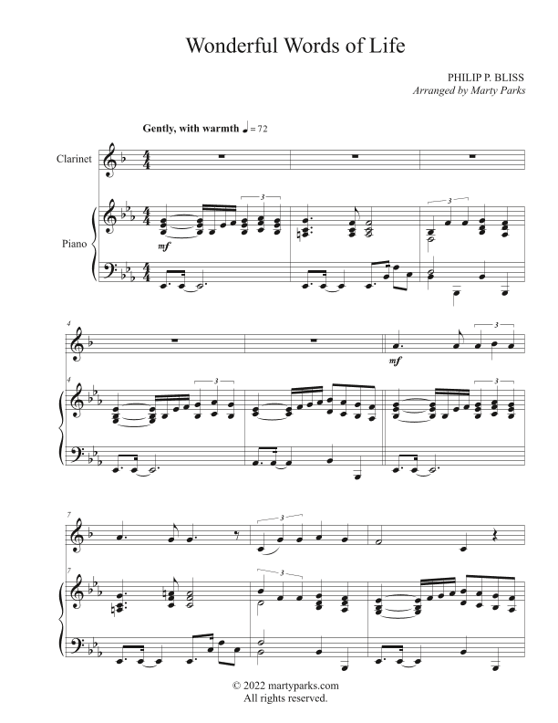 Wonderful Words of Life (Clarinet-Piano) (arr. Marty Parks)