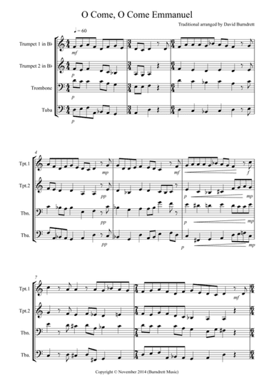 O Come, O Come Emmanuel for Brass Quartet (arr. David Burndrett)