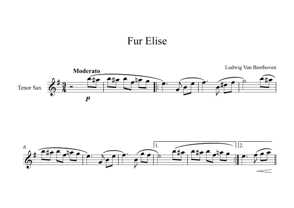 Fur Elise - Ludwig Van Beethoven (Tenor Sax) (arr. Digital Book Music)