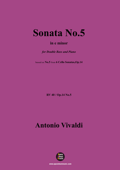 Vivaldi-Cello Sonata in e minor,Op.14 RV 40,from '6 Cello Sonatas,Le Clerc' (arr. MSM)