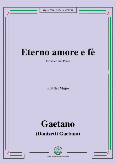 Donizetti-Eterno amore e fè,in B flat Major,for Voice and Piano (arr. MSM)