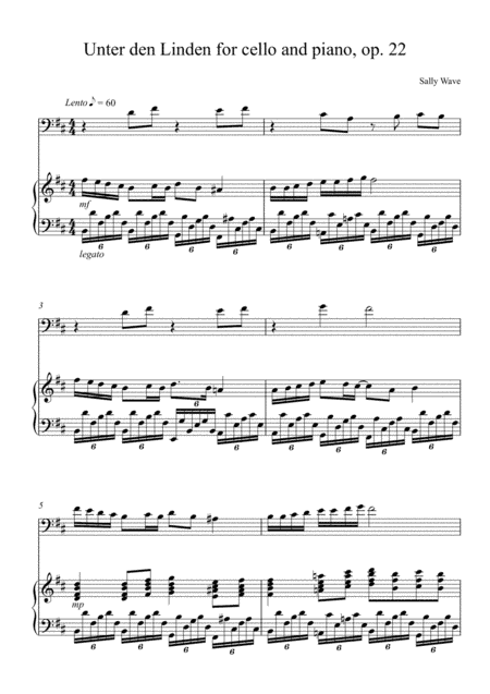 Unter den Linden for cello and piano op. 22 - Sally Wave
