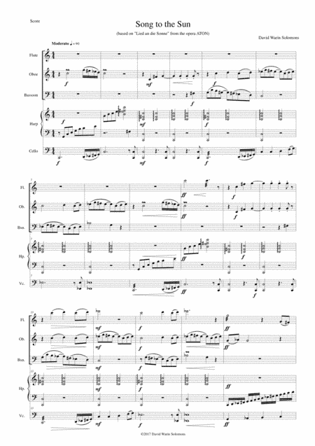 Song to the Sun for flute, oboe, bassoon, harp and cello