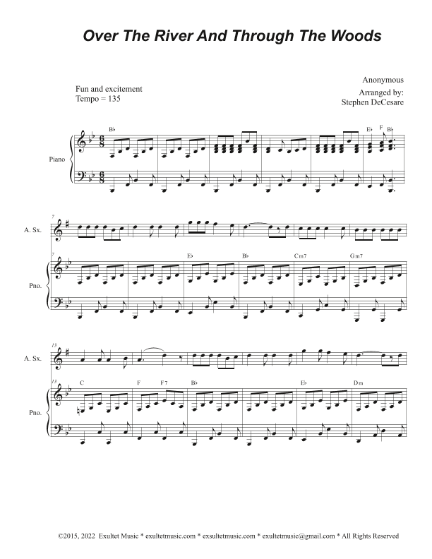 Over The River And Through The Woods (Alto Saxophone and Piano) (arr. Stephen DeCesare)