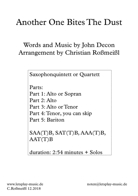 Another One Bites The Dust (arr. Christian Roßmeißl)