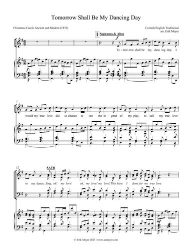 Tomorrow Shall Be My Dancing Day (arr. Erik Meyer)