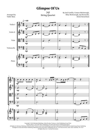 Glimpse Of Us (arr. Valdir Maia)