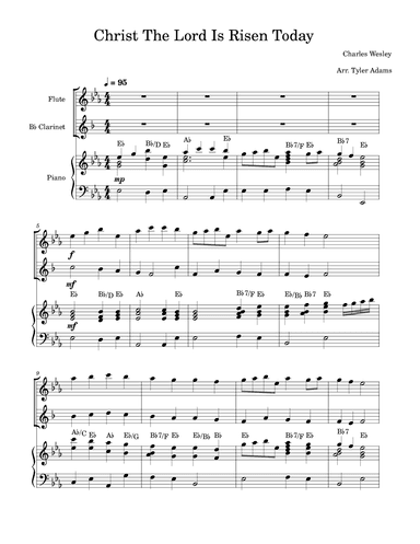 Christ The Lord Is Risen Today (Flute and Clarinet Duet with Piano) (arr. Tyler Adams)