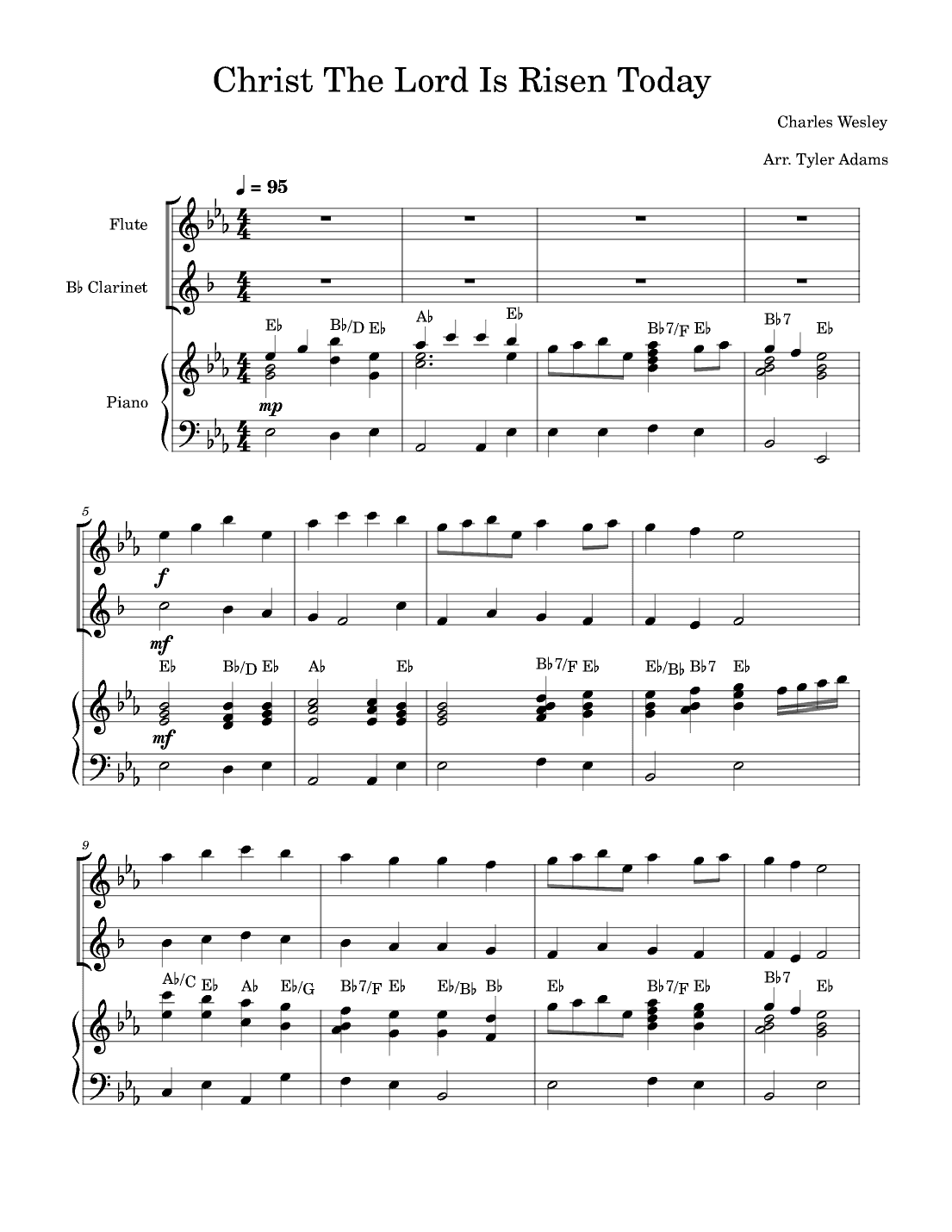 Christ The Lord Is Risen Today (Flute and Clarinet Duet with Piano) (arr. Tyler Adams)