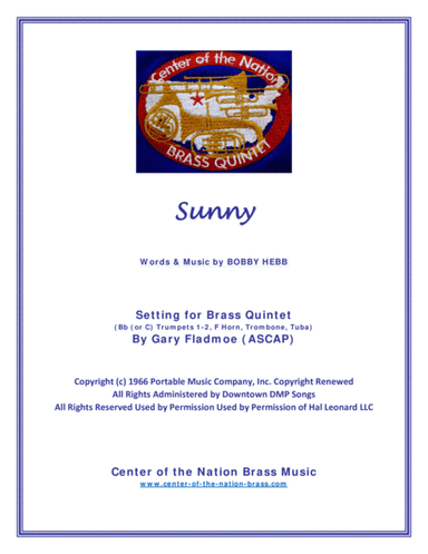 Sunny (arr. Gary Fladmoe (ASCAP))