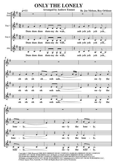 Only The Lonely (know The Way I Feel) (arr. Andrew Emmet)