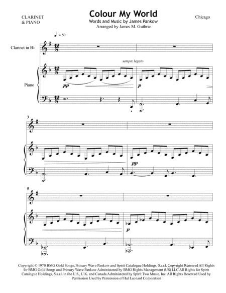 Colour My World (arr. James M. Guthrie, ASCAP)