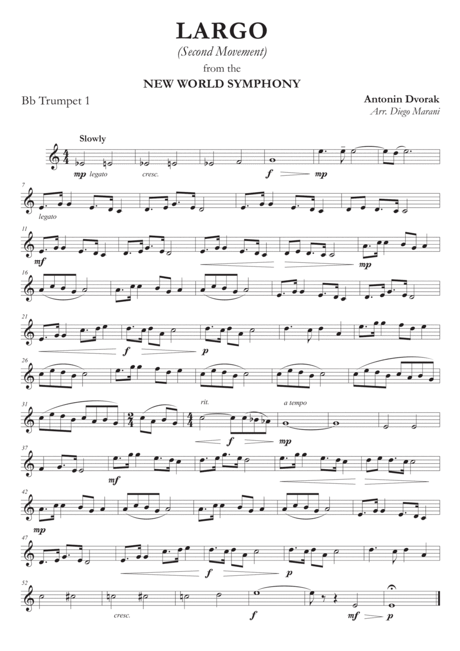 Largo from "New World Symphony" for Brass Quartet (arr. Diego Marani)