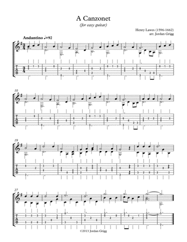 A Canzonet (for easy guitar) (arr. Jordan Grigg)