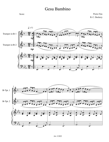 Gesu Bambino (Trumpet Duet with Piano Accompaniment) (arr. B. C. Dockery)